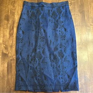 Nora Gardner 4 Pencil Skirt Snake Animal Blue Black Office Career Sexy USA‎ 💙🖤